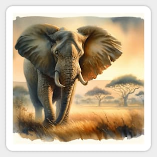 Gentle Giants: Majestic African Elephant Watercolor Sticker